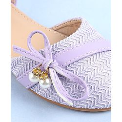 Pine Kids Ballerinas with Buckle Closure & Bow Applique - Purple
