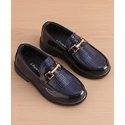 Pine Kids Slip on Formal Wear Shoes with Chain Link - Navy Blue