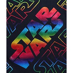 Pine Kids Lucas Terry Knit Half Sleeves Oversized Light Weight T-Shirt With Star Wars Graphics & Holographic Print - Black