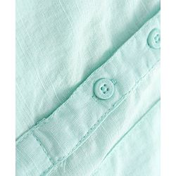 Pine Kids Linen Woven Mandarin Collar Full Sleeves Solid Shirt - Mint