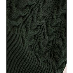 Pine Kids Woollen Knit Solid Beanie Cap & Muffler Set - Dark Green