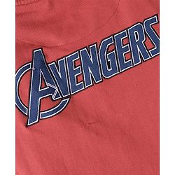 Pine Kids Marvel Terry Knit Full Sleeves Hooded Front Open Sweatjacket with Front & Back Avenger Graphics & Badge Detailing - Dark Red & Blue