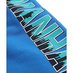 Pine Kids Knit Full Length Lounge Pant with Text Print - Blue