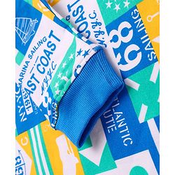 Pine Kids Cotton Knit Full Sleeves Sweatshirt & Joggers Set with Text Print - Blue