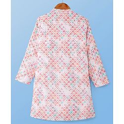 Pine Kids Cotton Woven Full Sleeves Floral Print Kurta Pyjama Set - Pink