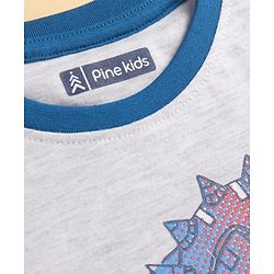 Pine Kids Single Jersey Knit Full Sleeves Night Suit with Dino Print - Navy Blue & Grey