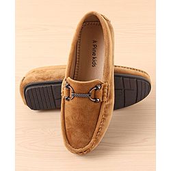 Pine Kids Slip On Party Wear Shoes with Applique - Tan