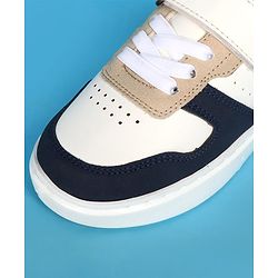 Pine Kids Velcro Closer Casual Shoes - White & Navy Blue