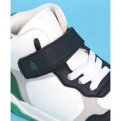 Pine Kids Casual Shoes with Velcro Closure & Tape Design - White & Green