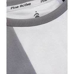 Pine Active Super Microfiber High Resistence Knit Half Sleeves Color Block T-Shirt - Grey