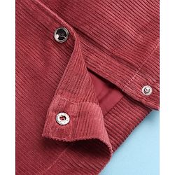 Pine Kids Cotton Woven Full Sleeves Jacket with Fur Detailing - Dark Red