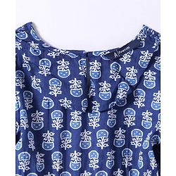 Pine Kids Woven Full Sleeves Tiered Ethnic Dress with Floral Print - Navy Blue