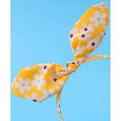 Pine Kids Hair Bands with Bow Applique & Floral Print Pack of 2 - Yellow & Blue