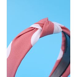 Pine Kids Hair Bands Bow Applique with Polka Dots Free Size Pack of 2 - Pink & Dark Blue
