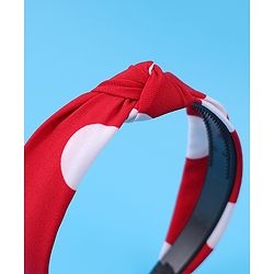 Pine Kids Hair Bands Bow Applique with Polka Dots Free Size Pack of 2 - Red & Green