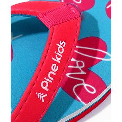 Pine Kids Heart Printed Slip On Flip Flops - Aqua Blue