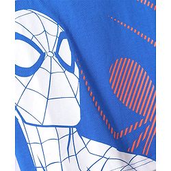 Pine Kids Marvel Knit Cut & Sew Design Full Doctor Sleeves Light Weight Hoodie Sweatshirt With Spiderman Graphics - Blue White & Red