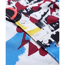 Pine Kids Woven Half Sleeves Text Printed Shirt - Blue & Black