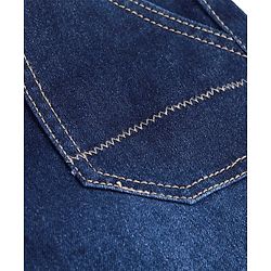 Pine Kids Full Length Solid Color Denim Jeans with Ribbed Waist - Blue