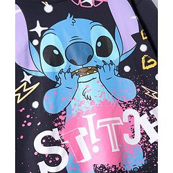 Pine Kids Disney Terry Knit Full Sleeves Oversized Hooded Sweatshirt with Front & Back Stitch Graphics - Black