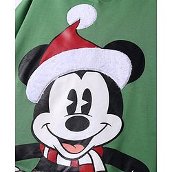 Pine Kids Disney Knit Full Sleeves Drop Shoulder Oversized Hooded Sweatshirt with Mickey Mouse Graphics - Mint Green