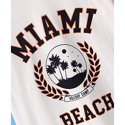 Pine Kids Cotton Knit Half Sleeves T-Shirt with Maimi Text Print - White