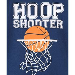 Pine Kids Cotton Knit Half Sleeves T-Shirt With Hoop Shooter Text Print - Blue