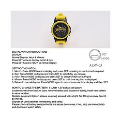 Pine Kids Marvel Digital Watch with Spiderman Print - Yellow & Black