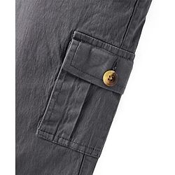 Pine Kids Woven Full Length Solid Trouser With Cargo Pockets - Grey