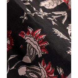 Pine Kids Cotton Woven Full Sleeves Kurta with Floral Print - Black