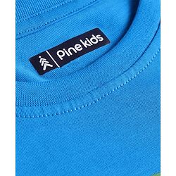 Pine Kids Single Jersey Knit Half Sleeves Night Suit with Football Print - Blue