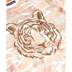 Pine Kids Cotton Knit Half Sleeves Tiger Printed T-Shirt - White