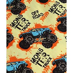 Pine Kids Single Jersey Knit Half Sleeves Night Suit with Monster Truck Print - Yellow