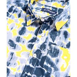Pine Kids Viscose Woven Half Sleeves Tie & Dye Print Shirt with Sleeveless Inner T-Shirt - Yellow & White