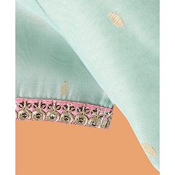 Pine Kids Woven Half Sleeveless Embroidered Kurti & Gharara Set with Dupatta - Aqua Blue