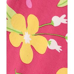 Pine Kids Cotton Lycra Knit Full Length Legging With Floral Print - Dark Pink