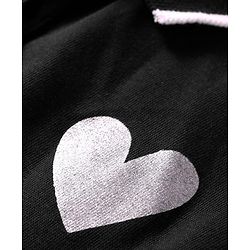 Pine Kids Cotton Knit Sleeveless Collared Dress with Foil Heart Print - Black