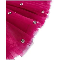 Pine Kids Woven Sleeveless Floral Embroidered Kurti Salwar Set with Dupatta & Sequin Detailing - Dark Pink