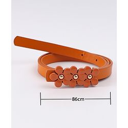 Pine Kids Belt with Floral Applique - Brown