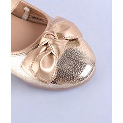 Pine Kids Velcro Closure Ballerina with Bow Applique - Rose Gold