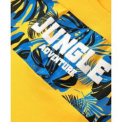 Pine Kids Single Jersey Knit Sleeveless Shorts Night Suit With Leaf Print - Yellow & Blue
