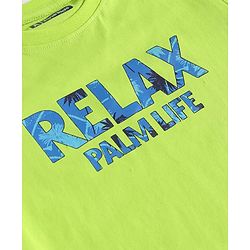 Pine Kids Single Jersey Knit Half Sleeves Palm Tree Printed Shorts Night Suit - Limegreen & Blue