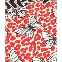 Pine Kids Single Jersey Knit Half Sleeves Night Suit With Butterfly Print - White & Red