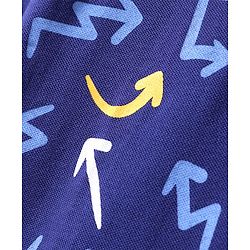 Pine Kids Cotton Knit Half Sleeves Polo T-Shirt With Arrow Print - Navy Blue