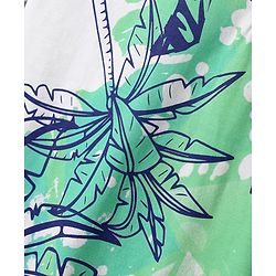 Pine Kids Cotton Knit Half Sleeves Polo T-Shirt With Tropical Print - Light Green & White