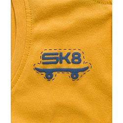 Pine Kids Cotton Knit Sleeves Hooded T-Shirt with Text Patch Detailing & Kangaroo Pocket - Yellow