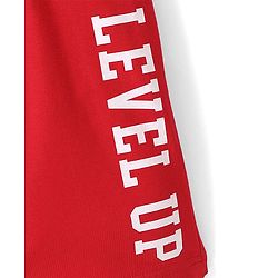 Pine Kids Looper Knit Above Knee Length Shorts With Text Print - Red