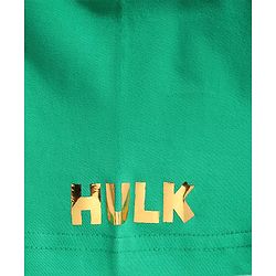 Pine Kids Marvel Terry Knit Half Sleeve Drop Shoulder T-Shirt With Hulk Graphic & Gold Foil Detailing - Green