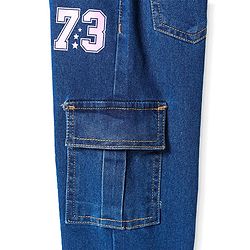 Pine Kids Denim Woven Full Length Jeans with Venice Beach Text Print - Navy Blue