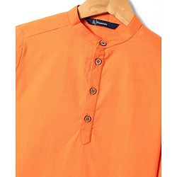 Pine Kids Cotton Woven Full Sleeves Solid Color Kurta - Orange